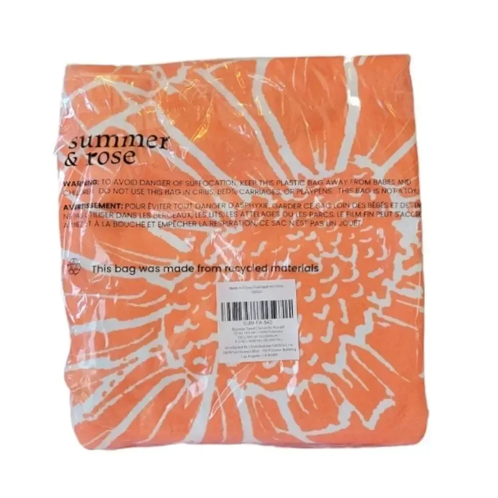 Summer & Rose Tangerine Floral Outdoor Roundie Beach Towel